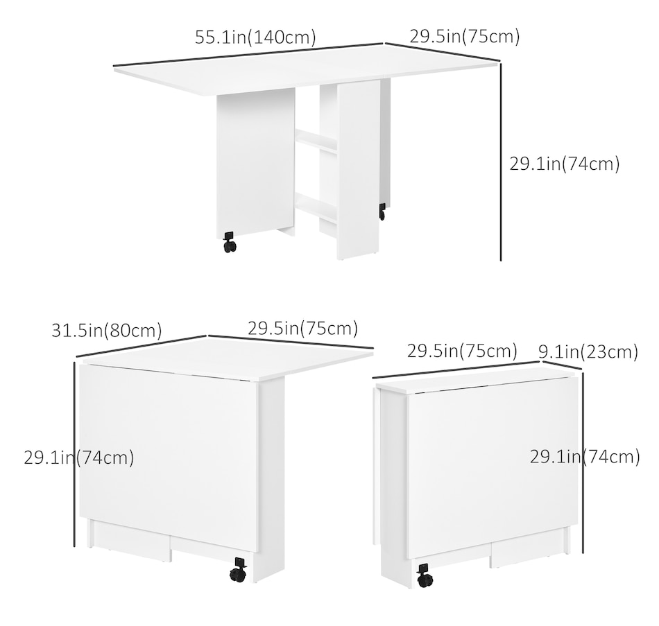 Image 929585_ALTMORE2.jpg, Product 929-585 / Price $129.99 - $144.99, HOMCOM Folding Dining Table, Drop Leaf Table with 2-tier Shelves from HOMCOM on TSC.ca's Home & Garden department