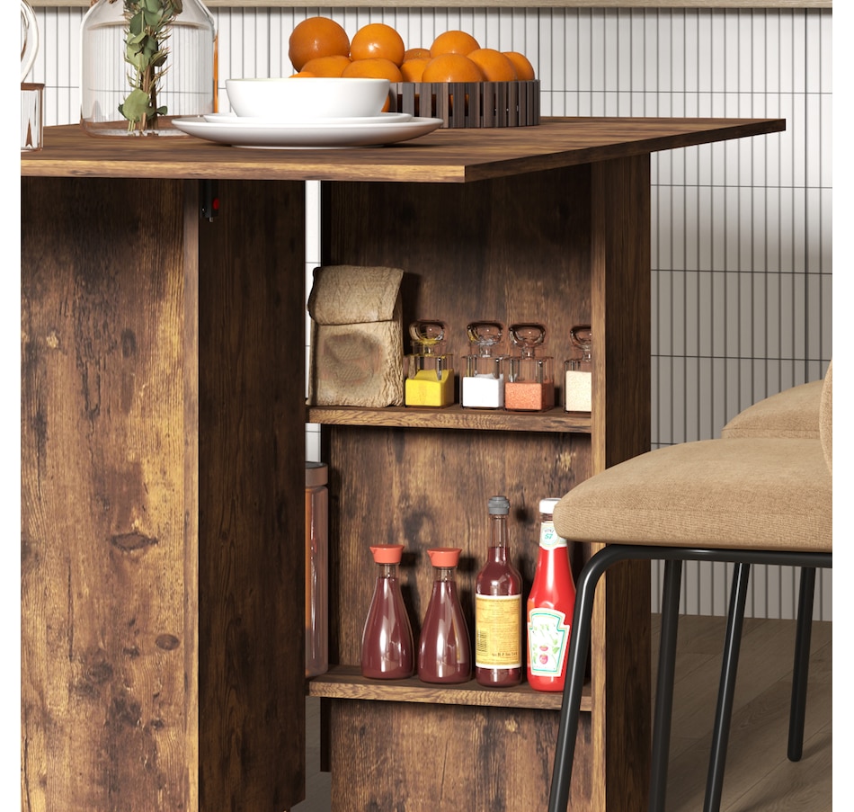 Image 929585_ALTMORE24.jpg, Product 929-585 / Price $129.99 - $144.99, HOMCOM Folding Dining Table, Drop Leaf Table with 2-tier Shelves from HOMCOM on TSC.ca's Home & Garden department