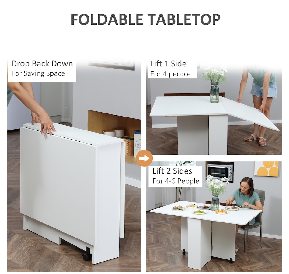 Image 929585_ALTMORE3.jpg, Product 929-585 / Price $129.99 - $144.99, HOMCOM Folding Dining Table, Drop Leaf Table with 2-tier Shelves from HOMCOM on TSC.ca's Home & Garden department