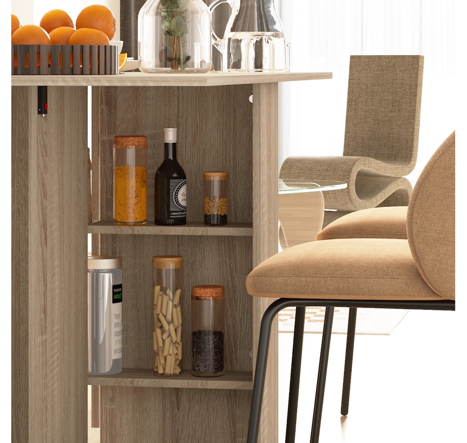 Image 929585_ALTMORE31.jpg, Product 929-585 / Price $129.99 - $144.99, HOMCOM Folding Dining Table, Drop Leaf Table with 2-tier Shelves from HOMCOM on TSC.ca's Home & Garden department