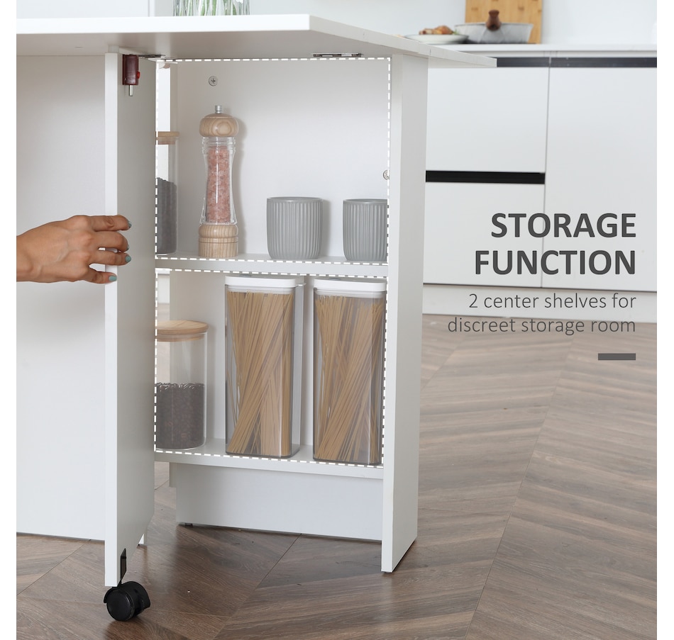 Image 929585_ALTMORE4.jpg, Product 929-585 / Price $129.99 - $144.99, HOMCOM Folding Dining Table, Drop Leaf Table with 2-tier Shelves from HOMCOM on TSC.ca's Home & Garden department