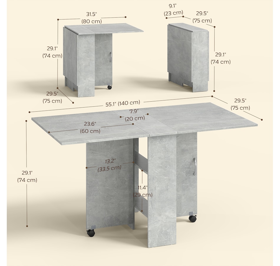 Image 929585_ALTMORE50.jpg, Product 929-585 / Price $129.99 - $144.99, HOMCOM Folding Dining Table, Drop Leaf Table with 2-tier Shelves from HOMCOM on TSC.ca's Home & Garden department