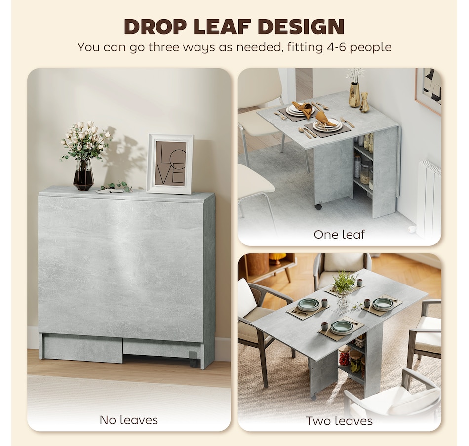 Image 929585_ALTMORE51.jpg, Product 929-585 / Price $129.99 - $144.99, HOMCOM Folding Dining Table, Drop Leaf Table with 2-tier Shelves from HOMCOM on TSC.ca's Home & Garden department