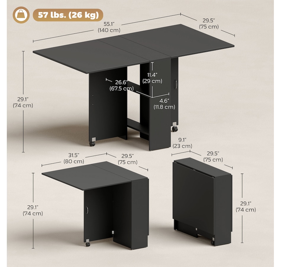 Image 929585_ALTMORE59.jpg, Product 929-585 / Price $129.99 - $144.99, HOMCOM Folding Dining Table, Drop Leaf Table with 2-tier Shelves from HOMCOM on TSC.ca's Home & Garden department