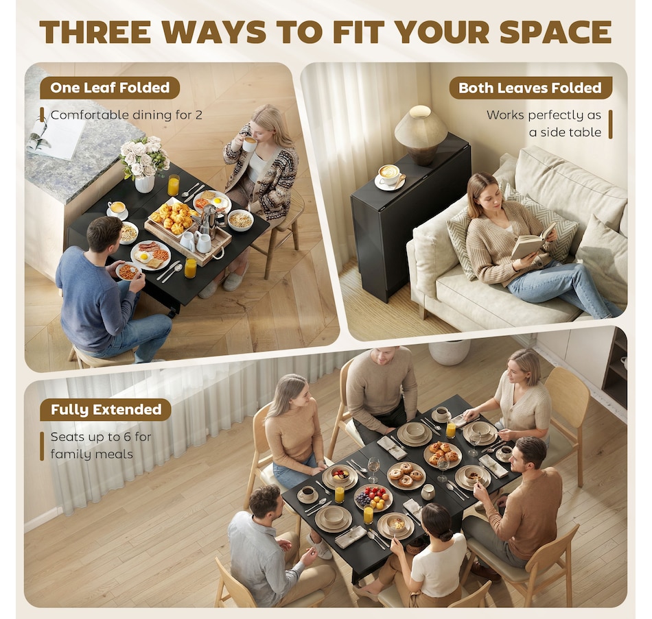 Image 929585_ALTMORE60.jpg, Product 929-585 / Price $129.99 - $144.99, HOMCOM Folding Dining Table, Drop Leaf Table with 2-tier Shelves from HOMCOM on TSC.ca's Home & Garden department