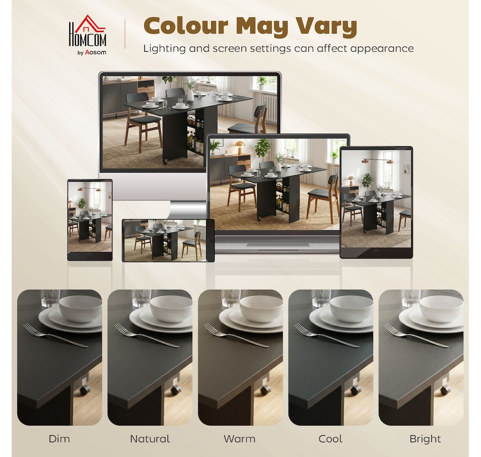 Image 929585_ALTMORE64.jpg, Product 929-585 / Price $129.99 - $144.99, HOMCOM Folding Dining Table, Drop Leaf Table with 2-tier Shelves from HOMCOM on TSC.ca's Home & Garden department