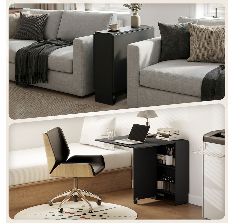 Image 929585_ALTMORE65.jpg, Product 929-585 / Price $129.99 - $144.99, HOMCOM Folding Dining Table, Drop Leaf Table with 2-tier Shelves from HOMCOM on TSC.ca's Home & Garden department