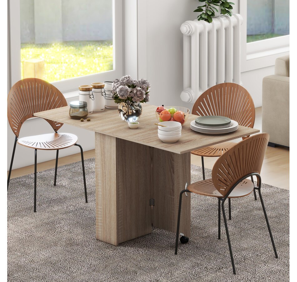 Image 929585_ALTMORE66.jpg, Product 929-585 / Price $129.99 - $144.99, HOMCOM Folding Dining Table, Drop Leaf Table with 2-tier Shelves from HOMCOM on TSC.ca's Home & Garden department