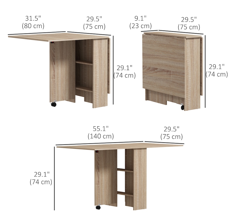 Image 929585_ALTMORE67.jpg, Product 929-585 / Price $129.99 - $144.99, HOMCOM Folding Dining Table, Drop Leaf Table with 2-tier Shelves from HOMCOM on TSC.ca's Home & Garden department