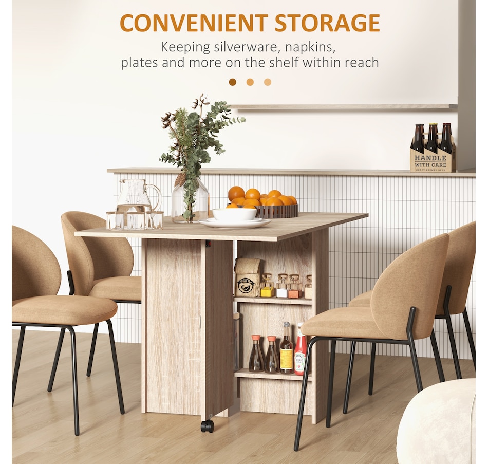 Image 929585_ALTMORE69.jpg, Product 929-585 / Price $129.99 - $144.99, HOMCOM Folding Dining Table, Drop Leaf Table with 2-tier Shelves from HOMCOM on TSC.ca's Home & Garden department