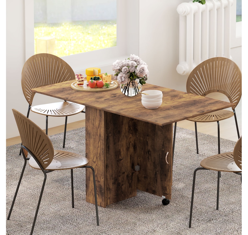 Image 929585_ALTMORE72.jpg, Product 929-585 / Price $129.99 - $144.99, HOMCOM Folding Dining Table, Drop Leaf Table with 2-tier Shelves from HOMCOM on TSC.ca's Home & Garden department