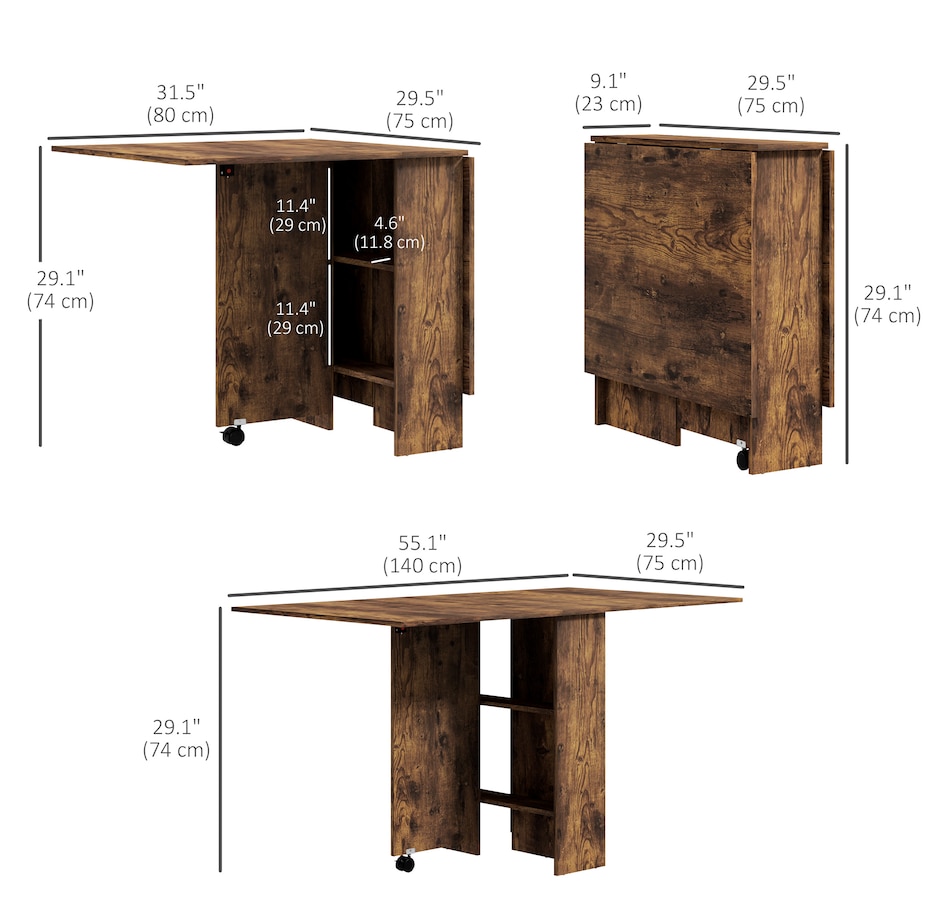 Image 929585_ALTMORE73.jpg, Product 929-585 / Price $129.99 - $144.99, HOMCOM Folding Dining Table, Drop Leaf Table with 2-tier Shelves from HOMCOM on TSC.ca's Home & Garden department