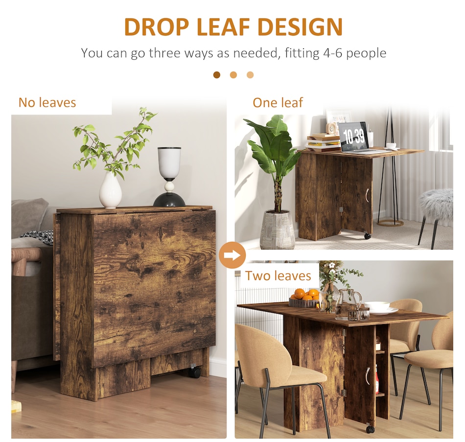 Image 929585_ALTMORE74.jpg, Product 929-585 / Price $129.99 - $144.99, HOMCOM Folding Dining Table, Drop Leaf Table with 2-tier Shelves from HOMCOM on TSC.ca's Home & Garden department