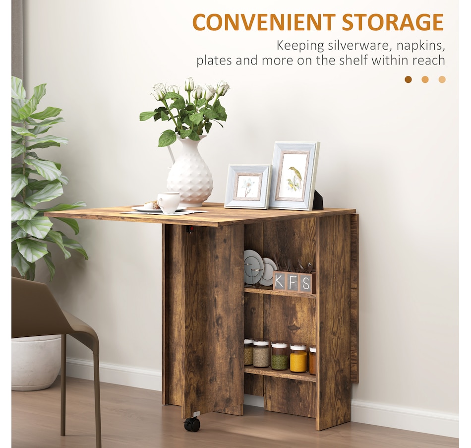Image 929585_ALTMORE75.jpg, Product 929-585 / Price $129.99 - $144.99, HOMCOM Folding Dining Table, Drop Leaf Table with 2-tier Shelves from HOMCOM on TSC.ca's Home & Garden department