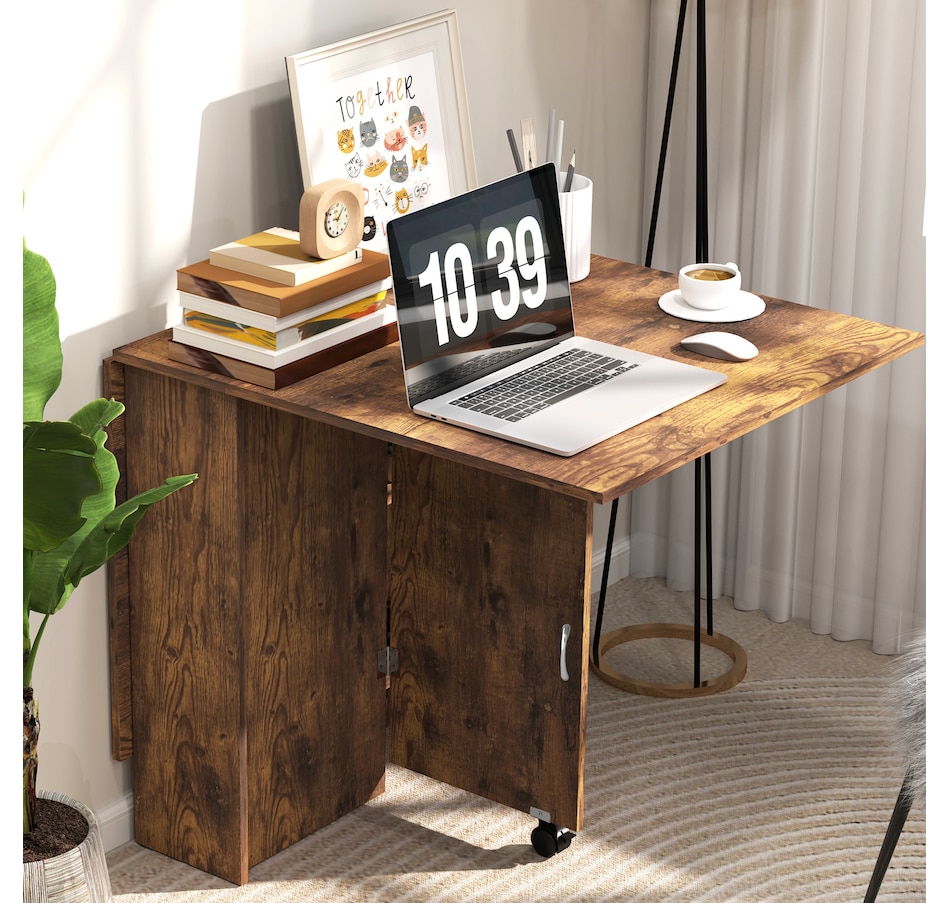 Image 929585_ALTMORE77.jpg, Product 929-585 / Price $129.99 - $144.99, HOMCOM Folding Dining Table, Drop Leaf Table with 2-tier Shelves from HOMCOM on TSC.ca's Home & Garden department