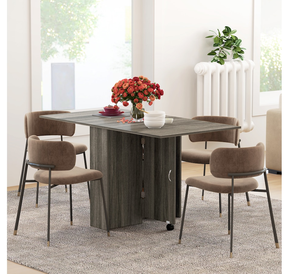 Image 929585_ALTMORE78.jpg, Product 929-585 / Price $129.99 - $144.99, HOMCOM Folding Dining Table, Drop Leaf Table with 2-tier Shelves from HOMCOM on TSC.ca's Home & Garden department