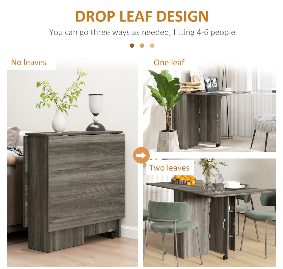 Image 929585_ALTMORE80.jpg, Product 929-585 / Price $129.99 - $144.99, HOMCOM Folding Dining Table, Drop Leaf Table with 2-tier Shelves from HOMCOM on TSC.ca's Home & Garden department