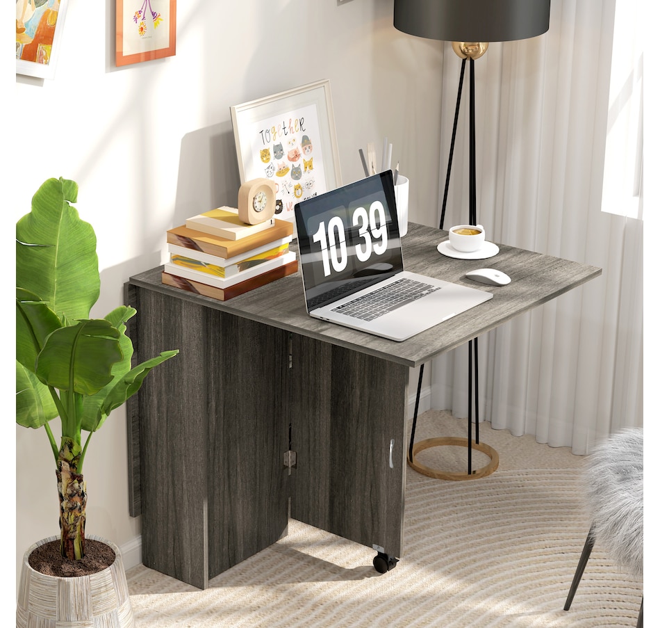 Image 929585_ALTMORE83.jpg, Product 929-585 / Price $129.99 - $144.99, HOMCOM Folding Dining Table, Drop Leaf Table with 2-tier Shelves from HOMCOM on TSC.ca's Home & Garden department