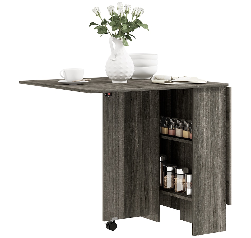 Image 929585_ST05.jpg, Product 929-585 / Price $129.99 - $144.99, HOMCOM Folding Dining Table, Drop Leaf Table with 2-tier Shelves from HOMCOM on TSC.ca's Home & Garden department