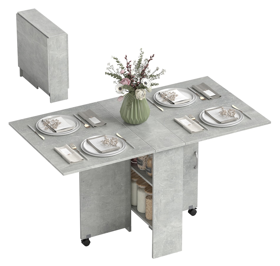 Image 929585_ST06.jpg, Product 929-585 / Price $129.99 - $144.99, HOMCOM Folding Dining Table, Drop Leaf Table with 2-tier Shelves from HOMCOM on TSC.ca's Home & Garden department
