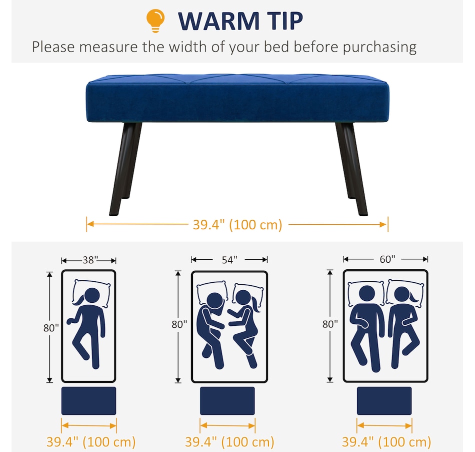 Image 929592_ALTMORE14.jpg, Product 929-592 / Price $84.99 - $104.99, HOMCOM 39" End of Bed Bench, Upholstered Entryway Bench for Living Room from HOMCOM on TSC.ca's Home & Garden department