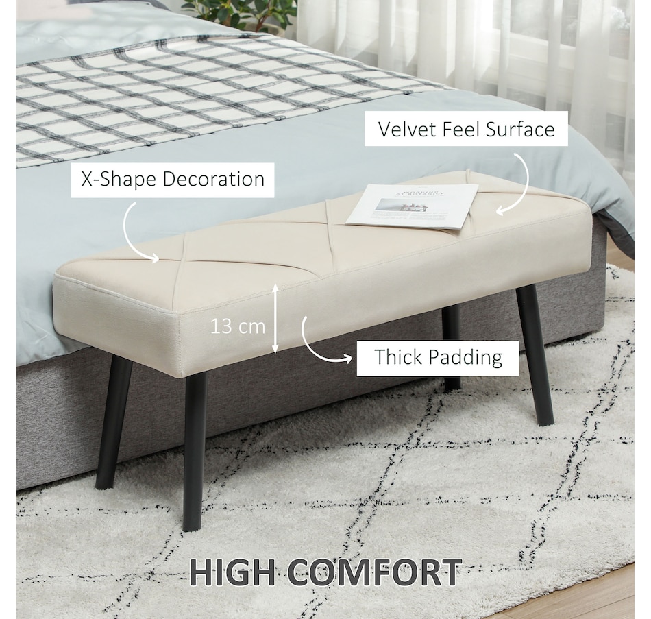 Image 929592_ALTMORE19.jpg, Product 929-592 / Price $84.99 - $104.99, HOMCOM 39" End of Bed Bench, Upholstered Entryway Bench for Living Room from HOMCOM on TSC.ca's Home & Garden department