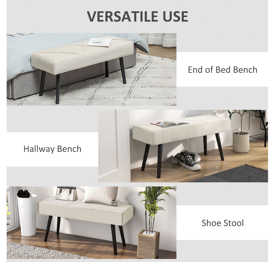 Image 929592_ALTMORE21.jpg, Product 929-592 / Price $84.99 - $104.99, HOMCOM 39" End of Bed Bench, Upholstered Entryway Bench for Living Room from HOMCOM on TSC.ca's Home & Garden department