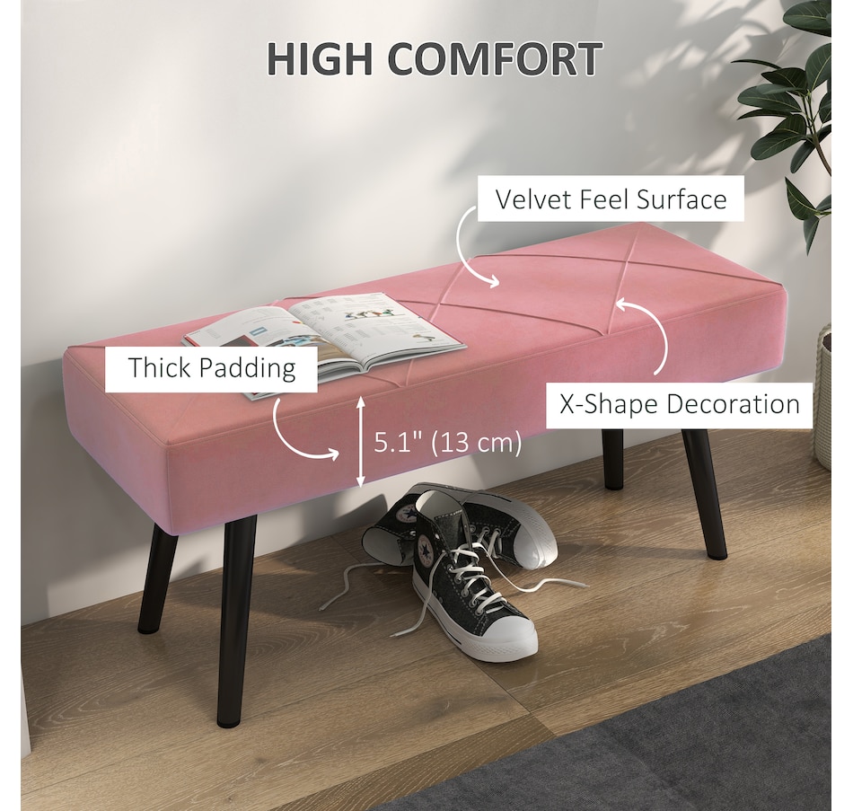 Image 929592_ALTMORE27.jpg, Product 929-592 / Price $84.99 - $104.99, HOMCOM 39" End of Bed Bench, Upholstered Entryway Bench for Living Room from HOMCOM on TSC.ca's Home & Garden department