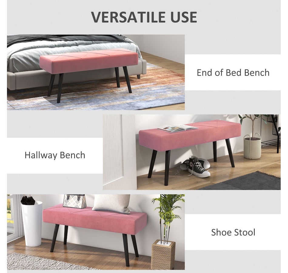 Image 929592_ALTMORE29.jpg, Product 929-592 / Price $84.99 - $104.99, HOMCOM 39" End of Bed Bench, Upholstered Entryway Bench for Living Room from HOMCOM on TSC.ca's Home & Garden department