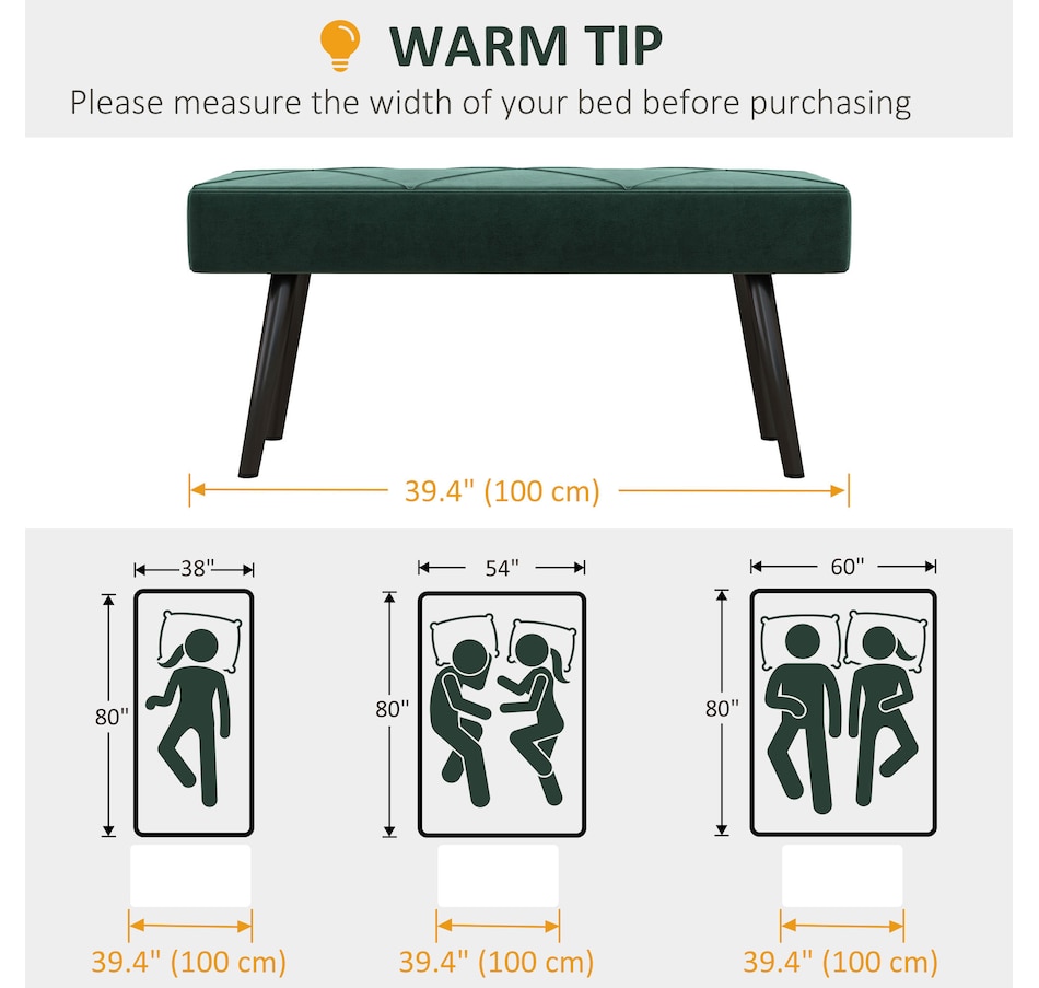 Image 929592_ALTMORE38.jpg, Product 929-592 / Price $84.99 - $104.99, HOMCOM 39" End of Bed Bench, Upholstered Entryway Bench for Living Room from HOMCOM on TSC.ca's Home & Garden department