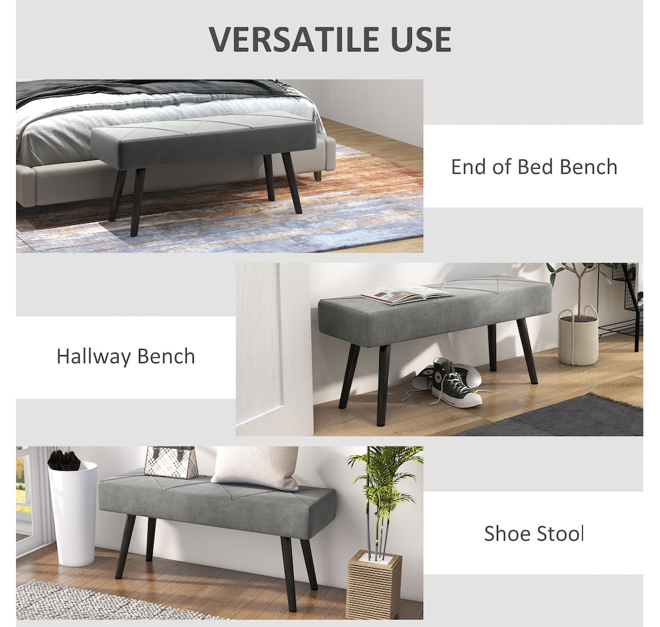 Image 929592_ALTMORE5.jpg, Product 929-592 / Price $84.99 - $104.99, HOMCOM 39" End of Bed Bench, Upholstered Entryway Bench for Living Room from HOMCOM on TSC.ca's Home & Garden department
