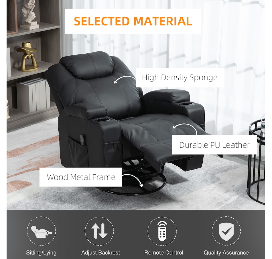 Image 929593_ALTMORE12.jpg, Product 929-593 / Price $479.99 - $559.99, HOMCOM PU Leather Massage Recliner Chair with 360 Degree Swivel Seat from HOMCOM on TSC.ca's Home & Garden department