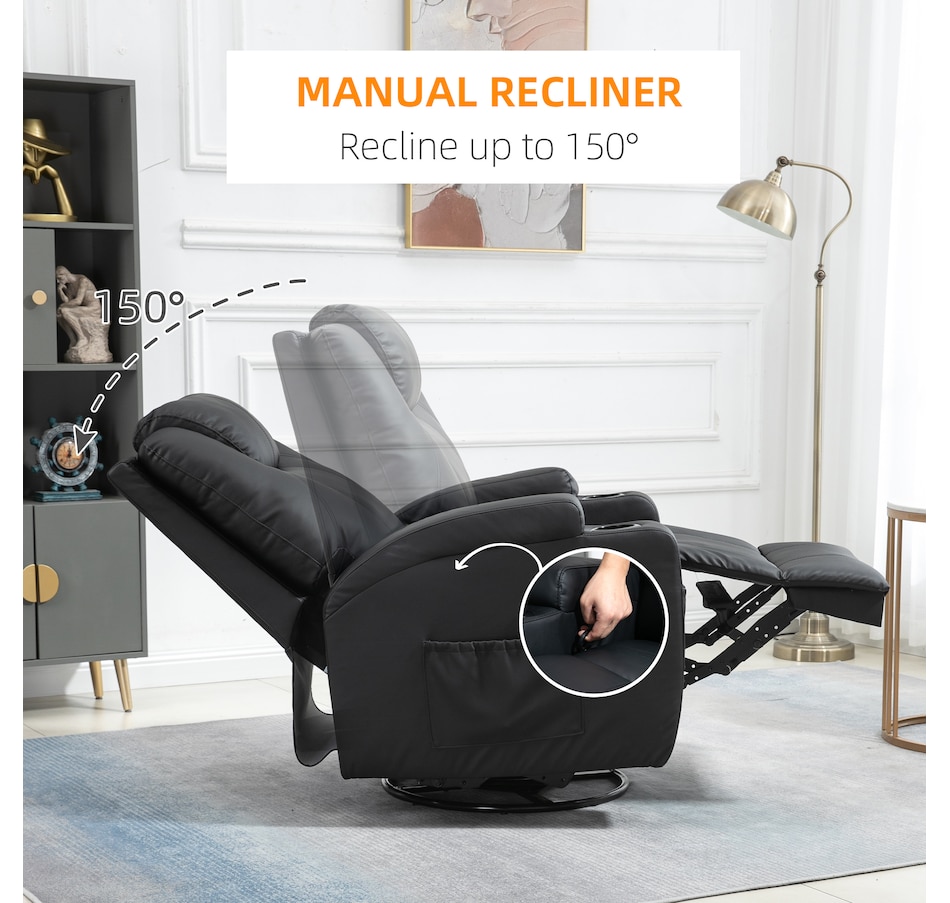 Image 929593_ALTMORE13.jpg, Product 929-593 / Price $479.99 - $559.99, HOMCOM PU Leather Massage Recliner Chair with 360 Degree Swivel Seat from HOMCOM on TSC.ca's Home & Garden department