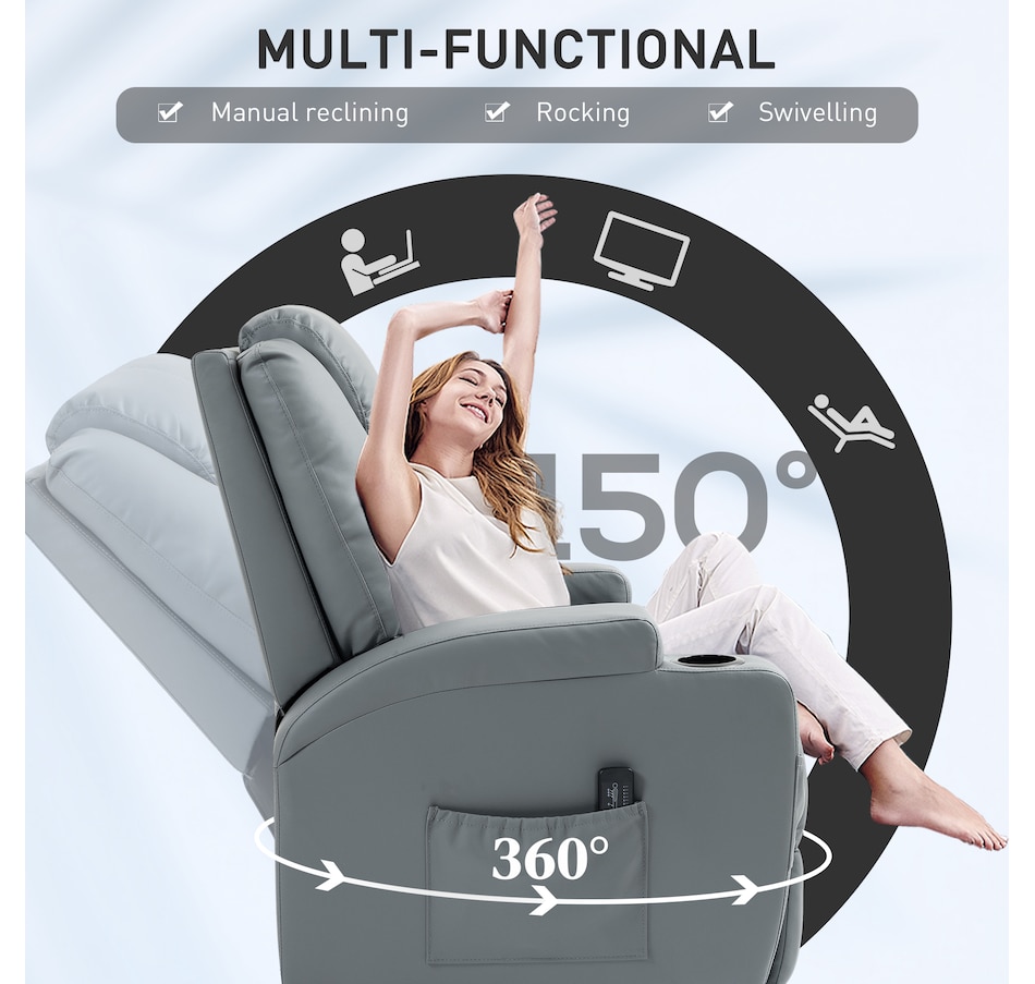 Image 929593_ALTMORE20.jpg, Product 929-593 / Price $479.99 - $559.99, HOMCOM PU Leather Massage Recliner Chair with 360 Degree Swivel Seat from HOMCOM on TSC.ca's Home & Garden department