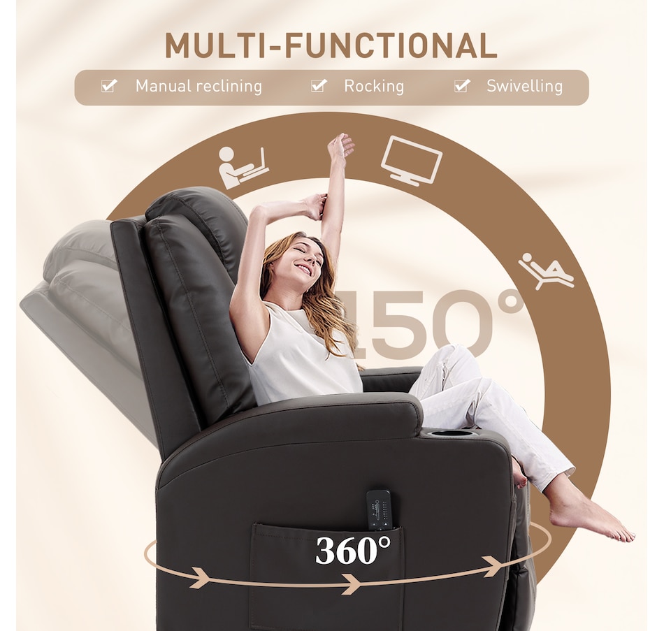 Image 929593_ALTMORE28.jpg, Product 929-593 / Price $479.99 - $559.99, HOMCOM PU Leather Massage Recliner Chair with 360 Degree Swivel Seat from HOMCOM on TSC.ca's Home & Garden department