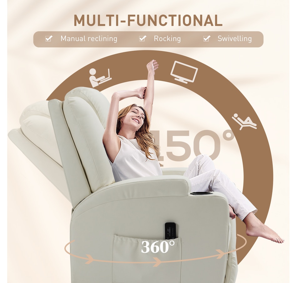 Image 929593_ALTMORE4.jpg, Product 929-593 / Price $479.99 - $559.99, HOMCOM PU Leather Massage Recliner Chair with 360 Degree Swivel Seat from HOMCOM on TSC.ca's Home & Garden department