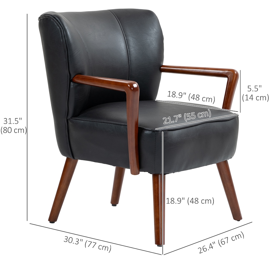 Image 929607_ALTMORE10.jpg, Product 929-607 / Price $203.69 - $229.99, HOMCOM Accent Chair Faux Leather Upholstered Armchair with Wood Legs from HOMCOM on TSC.ca's Home & Garden department