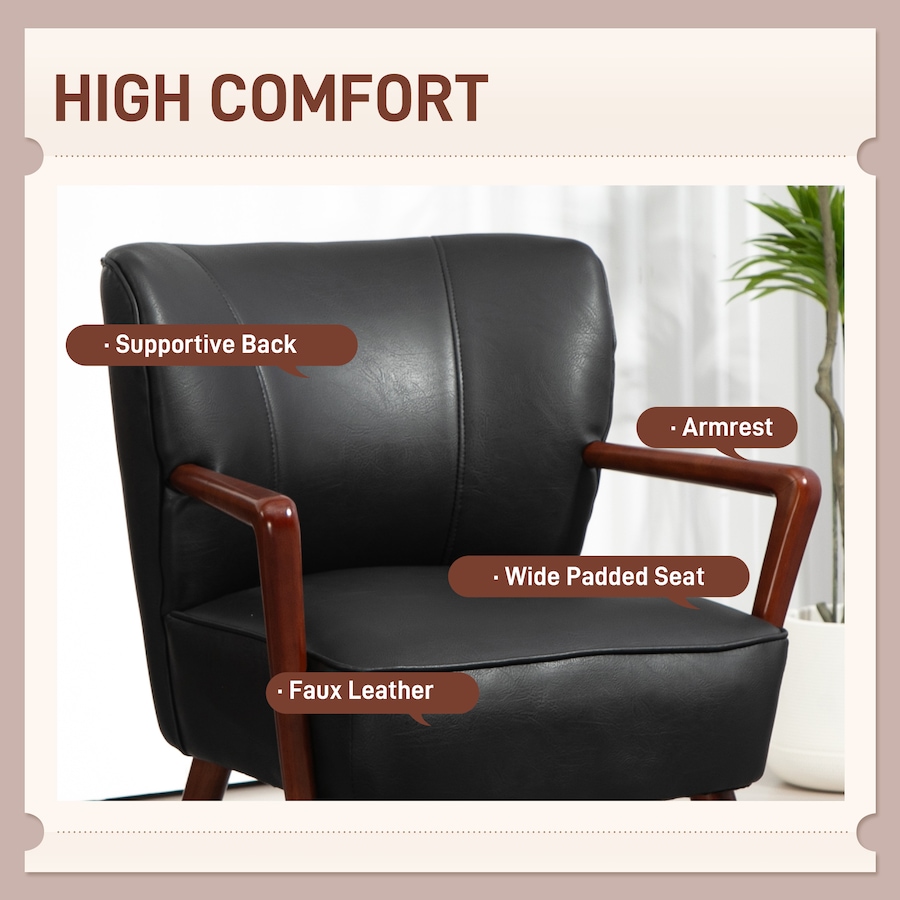 Image 929607_ALTMORE11.jpg, Product 929-607 / Price $203.69 - $229.99, HOMCOM Accent Chair Faux Leather Upholstered Armchair with Wood Legs from HOMCOM on TSC.ca's Home & Garden department