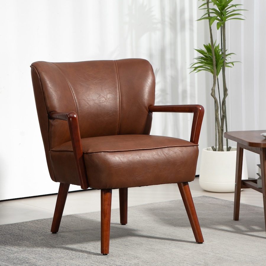 Image 929607_ALTMORE17.jpg, Product 929-607 / Price $203.69 - $229.99, HOMCOM Accent Chair Faux Leather Upholstered Armchair with Wood Legs from HOMCOM on TSC.ca's Home & Garden department
