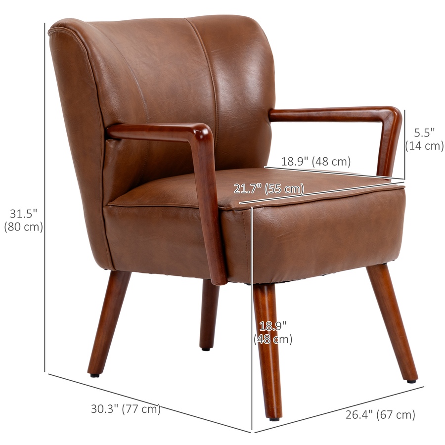 Image 929607_ALTMORE18.jpg, Product 929-607 / Price $203.69 - $229.99, HOMCOM Accent Chair Faux Leather Upholstered Armchair with Wood Legs from HOMCOM on TSC.ca's Home & Garden department