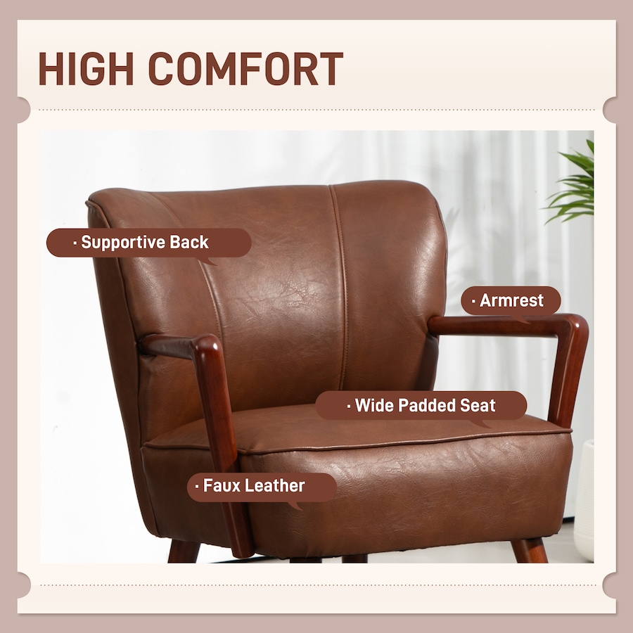 Image 929607_ALTMORE19.jpg, Product 929-607 / Price $203.69 - $229.99, HOMCOM Accent Chair Faux Leather Upholstered Armchair with Wood Legs from HOMCOM on TSC.ca's Home & Garden department