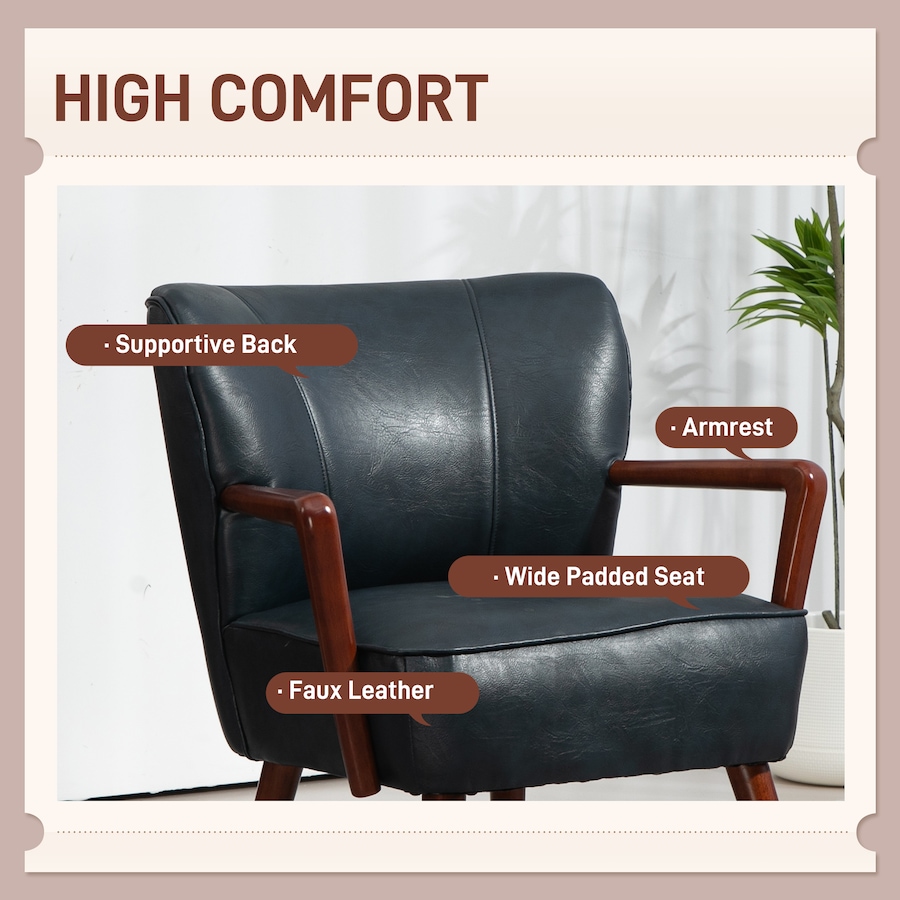 Image 929607_ALTMORE3.jpg, Product 929-607 / Price $203.69 - $229.99, HOMCOM Accent Chair Faux Leather Upholstered Armchair with Wood Legs from HOMCOM on TSC.ca's Home & Garden department