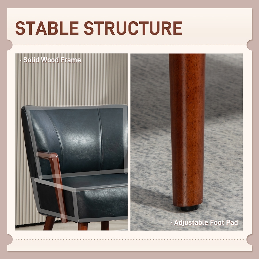 Image 929607_ALTMORE4.jpg, Product 929-607 / Price $203.69 - $229.99, HOMCOM Accent Chair Faux Leather Upholstered Armchair with Wood Legs from HOMCOM on TSC.ca's Home & Garden department