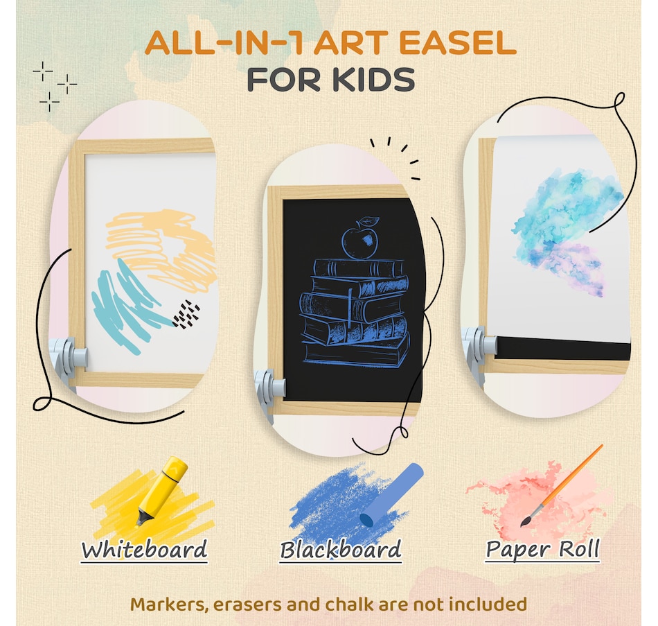 Image 929619_ALTMORE3.jpg, Product 929-619 / Price $99.99, Qaba Double Sided Wood Art Easel for Kids with Height Adjustable, Natural from Qaba on TSC.ca's Toys & Hobbies department