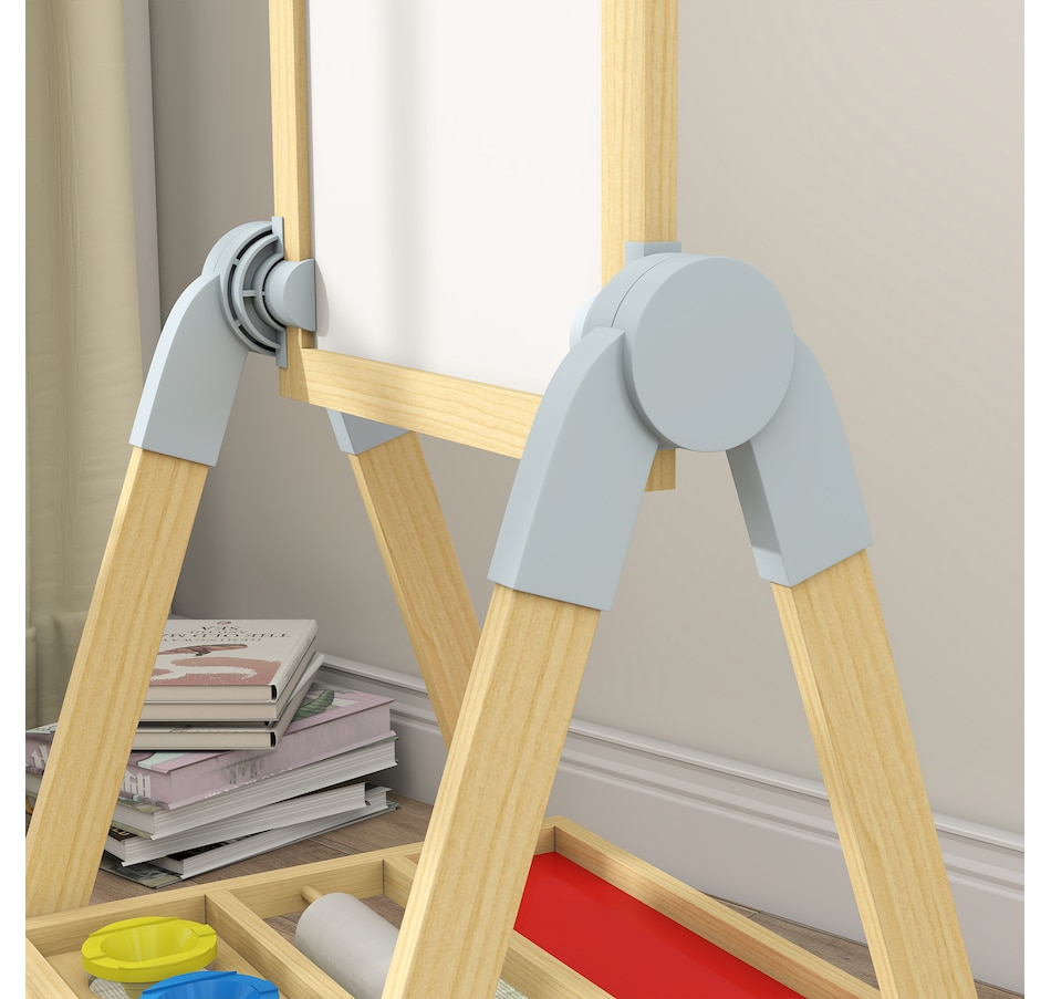 Image 929619_ALTMORE8.jpg, Product 929-619 / Price $99.99, Qaba Double Sided Wood Art Easel for Kids with Height Adjustable, Natural from Qaba on TSC.ca's Toys & Hobbies department