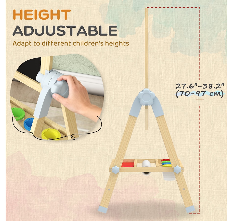 Image 929619_ALTMORE9.jpg, Product 929-619 / Price $99.99, Qaba Double Sided Wood Art Easel for Kids with Height Adjustable, Natural from Qaba on TSC.ca's Toys & Hobbies department