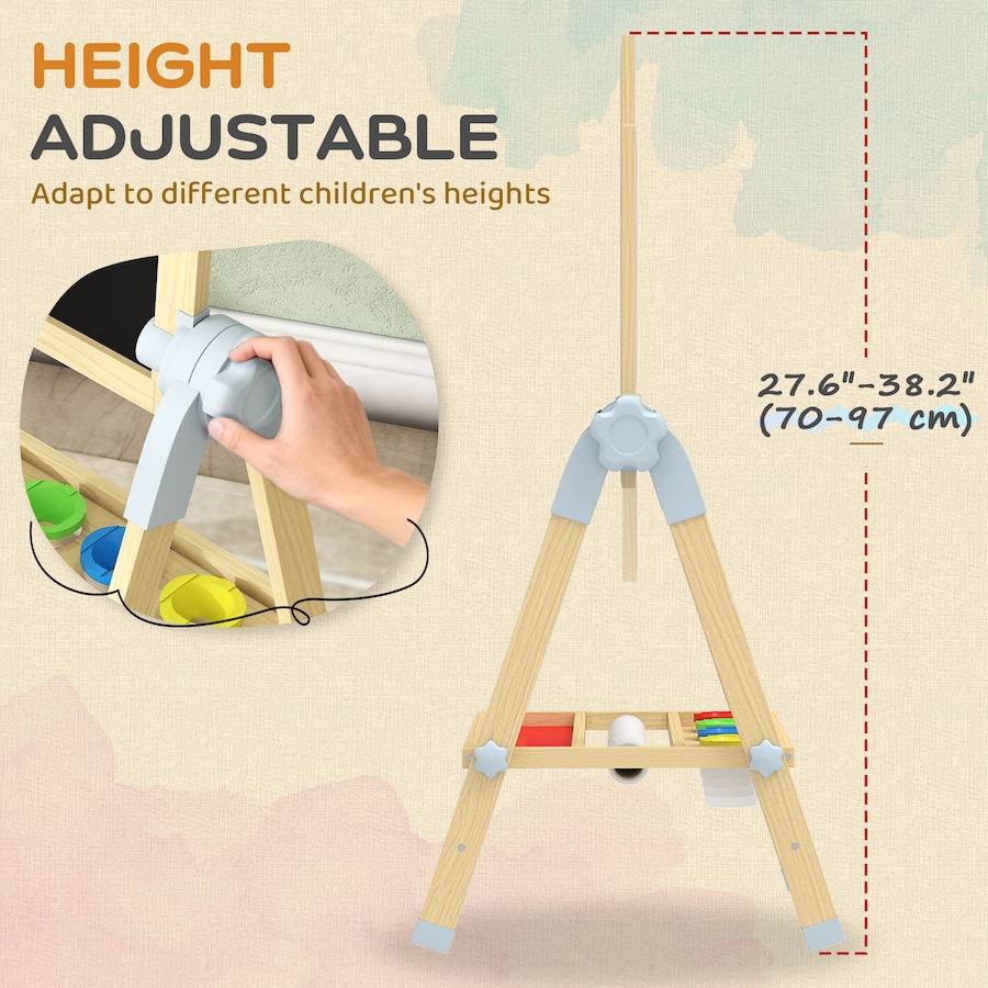Image 929619_ALTMORE9.jpg, Product 929-619 / Price $58.99, Qaba Double Sided Wood Art Easel for Kids with Height Adjustable, Natural from Qaba on TSC.ca's Toys & Hobbies department