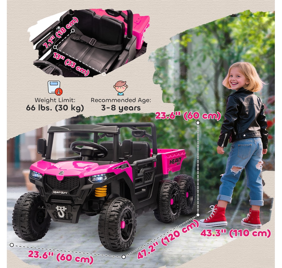 Image 929622_ALTMORE2.jpg, Product 929-622 / Price $369.99, Qaba 24V 4WD Kids Ride On Truck with 6 Wheels and Dump Bed, Pink from Qaba on TSC.ca's Toys & Hobbies department