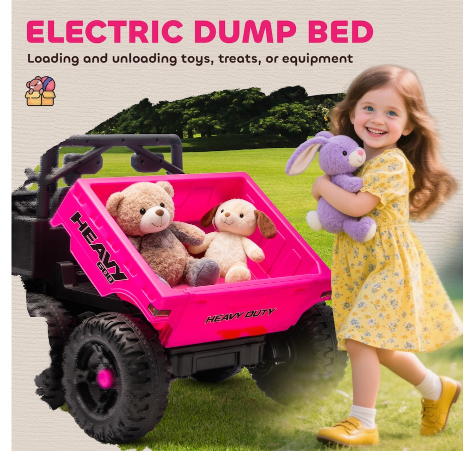 Image 929622_ALTMORE5.jpg, Product 929-622 / Price $369.99, Qaba 24V 4WD Kids Ride On Truck with 6 Wheels and Dump Bed, Pink from Qaba on TSC.ca's Toys & Hobbies department