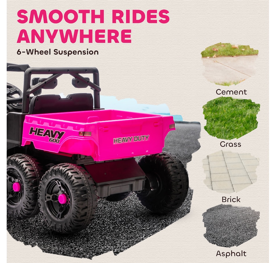 Image 929622_ALTMORE8.jpg, Product 929-622 / Price $369.99, Qaba 24V 4WD Kids Ride On Truck with 6 Wheels and Dump Bed, Pink from Qaba on TSC.ca's Toys & Hobbies department